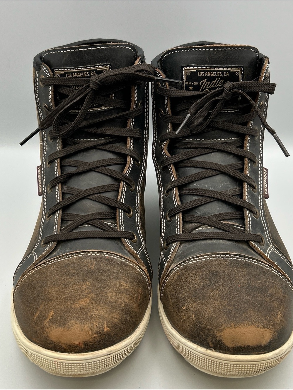 INDIE RIDGE Comanche Motorcycle Boot Mens 10 Distressed Brown Leather Waterproof